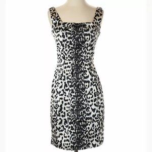 WHBM Black & white leopard print sleeveless dress